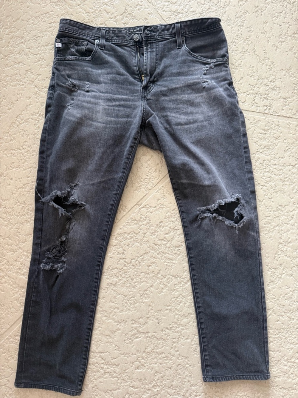 Ag Adriano Goldschmied Black Skinny Jeans with Distressed Details